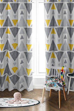 Parlak Saten Mikro Kumaş Çift Kanat Çocuk Odası Fon Perde Takımı PRD0037