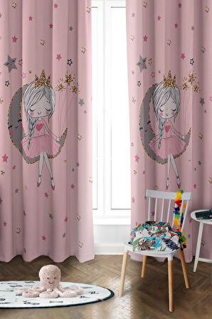 Parlak Saten Mikro Kumaş Çift Kanat Çocuk Odası Fon Perde Takımı PRD0041