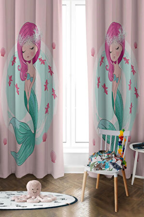 Parlak Saten Mikro Kumaş Çift Kanat Çocuk Odası Fon Perde Takımı PRD0042