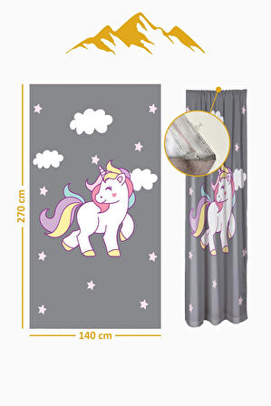 Parlak Saten Mikro Kumaş Çift Kanat Çocuk Odası Fon Perde Takımı PRD0044