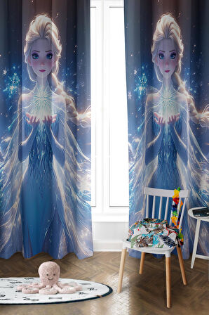 Parlak Saten Mikro Kumaş Çift Kanat Çocuk Odası Fon Perde Takımı PRD0049