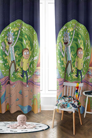 Parlak Saten Mikro Kumaş Çift Kanat Çocuk Odası Fon Perde Takımı PRD0051