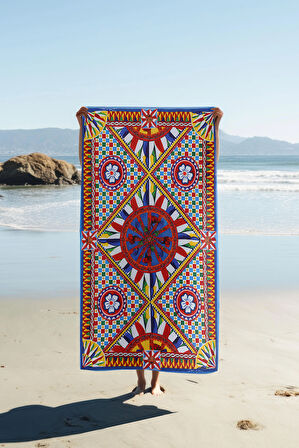 Dijital Baskı Plaj Deniz Havlusu Modern Desenli Peştamal (80X160 cm) HVL0067