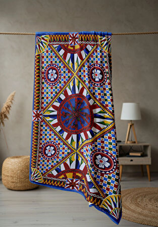 Dijital Baskı Plaj Deniz Havlusu Modern Desenli Peştamal (80X160 cm) HVL0067