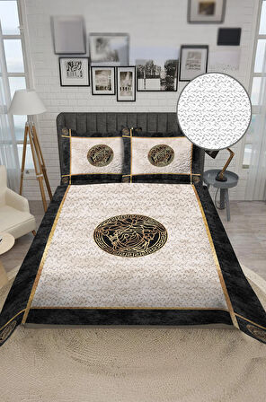 Parlak Kadife Kumaş Kapitoneli Çift Kişilik Yatak Örtüsü Seti (3 Parça) CKY0003