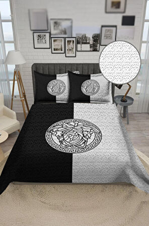 Parlak Kadife Kumaş Kapitoneli Çift Kişilik Yatak Örtüsü Seti (3 Parça) CKY0004