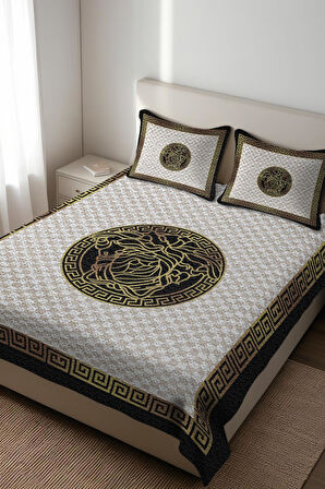 Parlak Kadife Kumaş Kapitoneli Çift Kişilik Yatak Örtüsü Seti (3 Parça) CKY0005