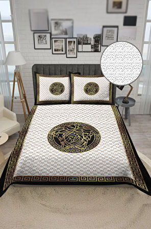 Parlak Kadife Kumaş Kapitoneli Çift Kişilik Yatak Örtüsü Seti (3 Parça) CKY0005