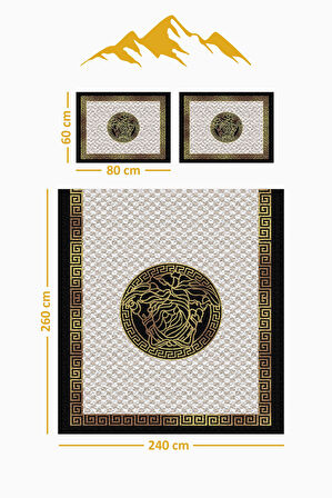 Parlak Kadife Kumaş Kapitoneli Çift Kişilik Yatak Örtüsü Seti (3 Parça) CKY0005