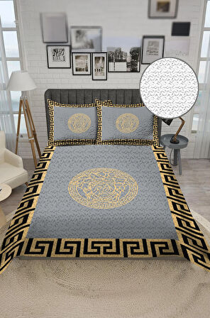 Parlak Kadife Kumaş Kapitoneli Çift Kişilik Yatak Örtüsü Seti (3 Parça) CKY0006