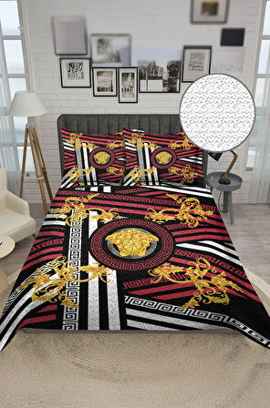 Parlak Kadife Kumaş Kapitoneli Çift Kişilik Yatak Örtüsü Seti (3 Parça) CKY0008