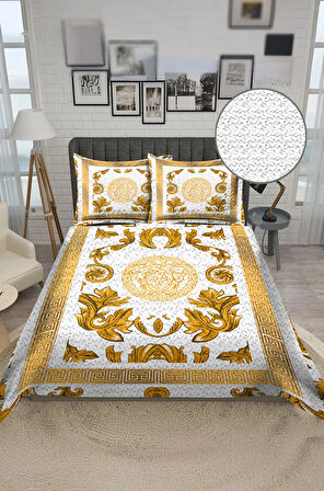 Parlak Kadife Kumaş Kapitoneli Çift Kişilik Yatak Örtüsü Seti (3 Parça) CKY0009