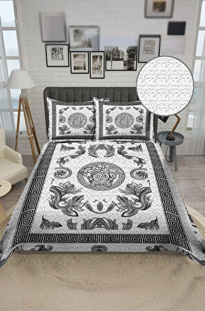 Parlak Kadife Kumaş Kapitoneli Çift Kişilik Yatak Örtüsü Seti (3 Parça) CKY0010