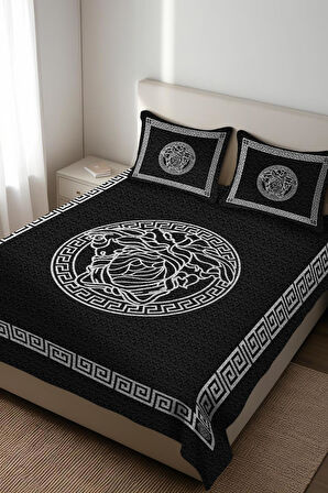 Parlak Kadife Kumaş Kapitoneli Çift Kişilik Yatak Örtüsü Seti (3 Parça) CKY0012