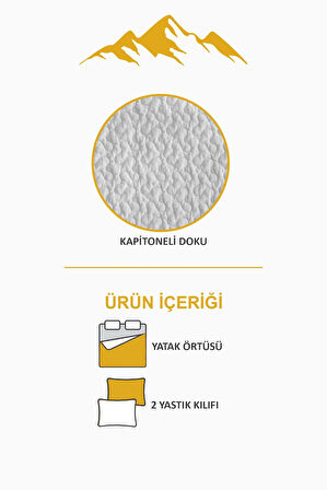 Parlak Kadife Kumaş Kapitoneli Çift Kişilik Yatak Örtüsü Seti (3 Parça) CKY0016