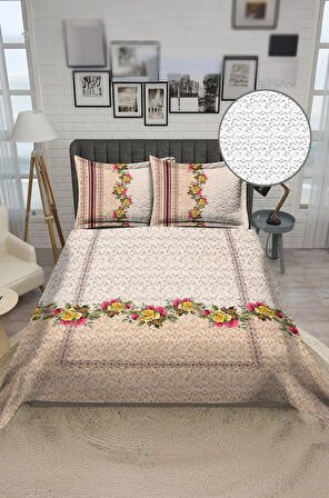 Parlak Kadife Kumaş Kapitoneli Çift Kişilik Yatak Örtüsü Seti (3 Parça) CKY0017