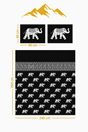 Parlak Kadife Kumaş Kapitoneli Çift Kişilik Yatak Örtüsü Seti (3 Parça) CKY0019