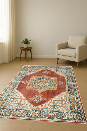 Parlak Kadife Kumaş VINTAGE Dijital Baskı Dot Kaymaz Tabanlı Halı H0827