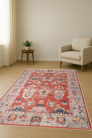 Parlak Kadife Kumaş VINTAGE Dijital Baskı Dot Kaymaz Tabanlı Halı H0829