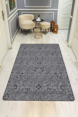 Parlak Kadife Kumaş VINTAGE Dijital Baskı Dot Kaymaz Tabanlı Halı H0834