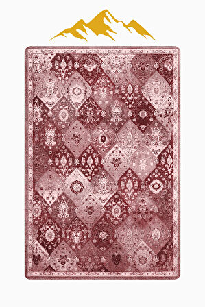 Parlak Kadife Kumaş VINTAGE Dijital Baskı Dot Kaymaz Tabanlı Halı H1063