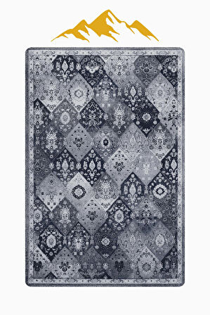 Parlak Kadife Kumaş VINTAGE Dijital Baskı Dot Kaymaz Tabanlı Halı H1064