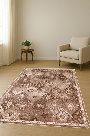 Parlak Kadife Kumaş VINTAGE Dijital Baskı Dot Kaymaz Tabanlı Halı H1065