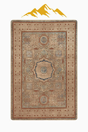 Parlak Kadife Kumaş Klasik Dijital Baskı Dot Kaymaz Tabanlı Halı H1068