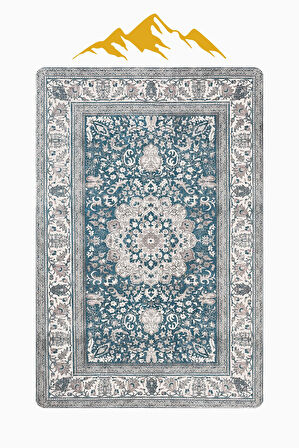 Parlak Kadife Kumaş Dijital Baskı Klasik Desenli Dot Kaymaz Tabanlı Halı H0823