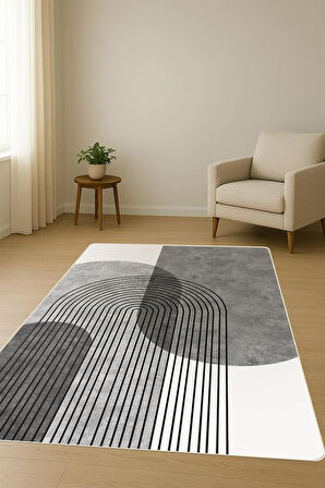 MODERN Desenli Süngerli Kaymaz Dot Taban Dijital Baskı Halı H0824