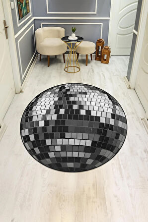 DİSKO TOPU Desenli Süngerli Kaymaz Dot Taban Dijital Baskı Halı H1060