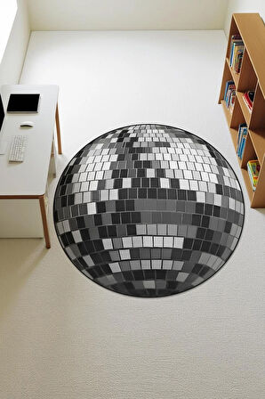 DİSKO TOPU Desenli Süngerli Kaymaz Dot Taban Dijital Baskı Halı H1060