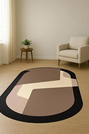 Modern Desenli Süngerli Kaymaz Dot Taban Dijital Baskı Halı H1061