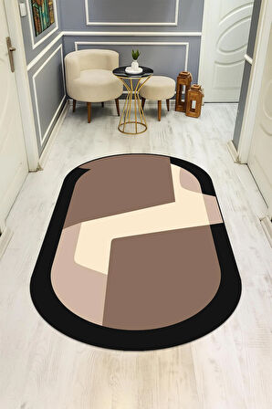 Modern Desenli Süngerli Kaymaz Dot Taban Dijital Baskı Halı H1061