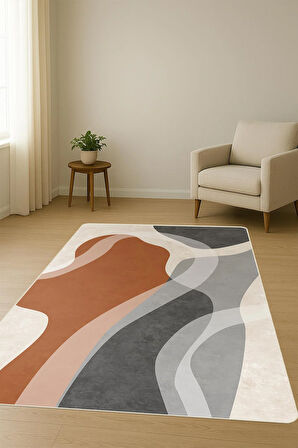 Parlak Kadife Kumaş Dijital Baskı Modern Desenli Dot Kaymaz Tabanlı Halı H1071