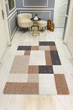 Parlak Kadife Kumaş Dijital Baskı Modern Desenli Dot Kaymaz Tabanlı Halı H1072