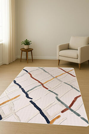 Parlak Kadife Kumaş Dijital Baskı Modern Desenli Dot Kaymaz Tabanlı Halı H1074