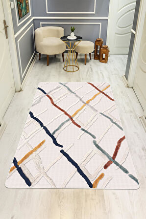 Parlak Kadife Kumaş Dijital Baskı Modern Desenli Dot Kaymaz Tabanlı Halı H1074