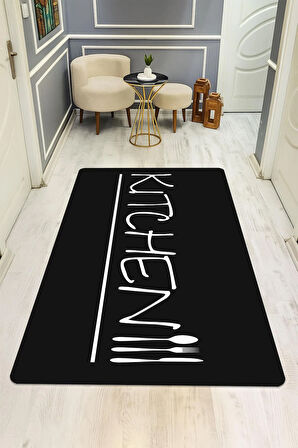 Parlak Kadife Kumaş Dijital Baskı Dot Kaymaz Tabanlı Mutfak Halısı H0039