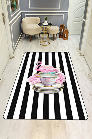 Parlak Kadife Kumaş Dijital Baskı Dot Kaymaz Tabanlı Mutfak Halısı H0043