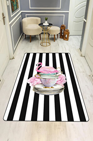 Parlak Kadife Kumaş Dijital Baskı Dot Kaymaz Tabanlı Mutfak Halısı H0043