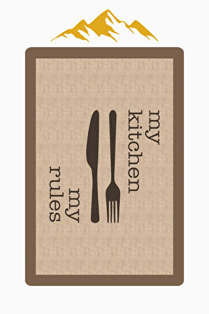 Parlak Kadife Kumaş Dijital Baskı Dot Kaymaz Tabanlı Mutfak Halısı H0055