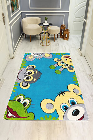  Parlak Kadife Kumaş Dijital Baskı Dot Kaymaz Tabanlı Çocuk ve Genç Odası Halısı H1134