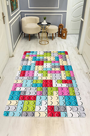  Parlak Kadife Kumaş Dijital Baskı Dot Kaymaz Tabanlı Çocuk ve Genç Odası Halısı H1135