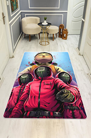  Parlak Kadife Kumaş Dijital Baskı Dot Kaymaz Tabanlı Çocuk ve Genç Odası Halısı H0530