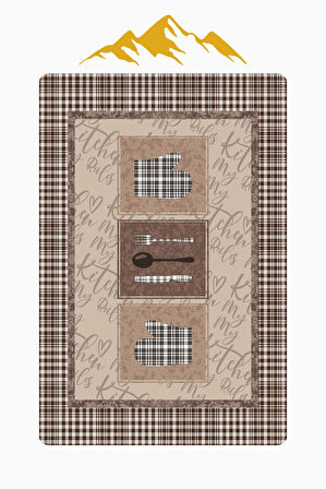  Parlak Kadife Kumaş Dijital Baskı Dot Kaymaz Tabanlı Mutfak Halısı H0062