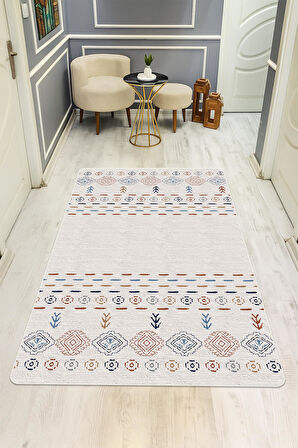  Parlak Parlak Kadife Kumaş Dijital Baskı Etnik Desenli Dot Kaymaz Tabanlı Halı Kumaş Dijital Baskı Dot Kaymaz Tabanlı Mutfak Halısı H0022