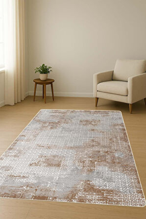 Parlak Kadife Kumaş Dijital Baskı Eskitme Desenli Dot Kaymaz Tabanlı Halı H1110