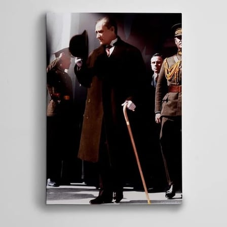 Atatürk Baston ve Şapka Kanvas Tablo