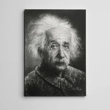 Albert Einstein Siyah Beyaz Kanvas Tablo